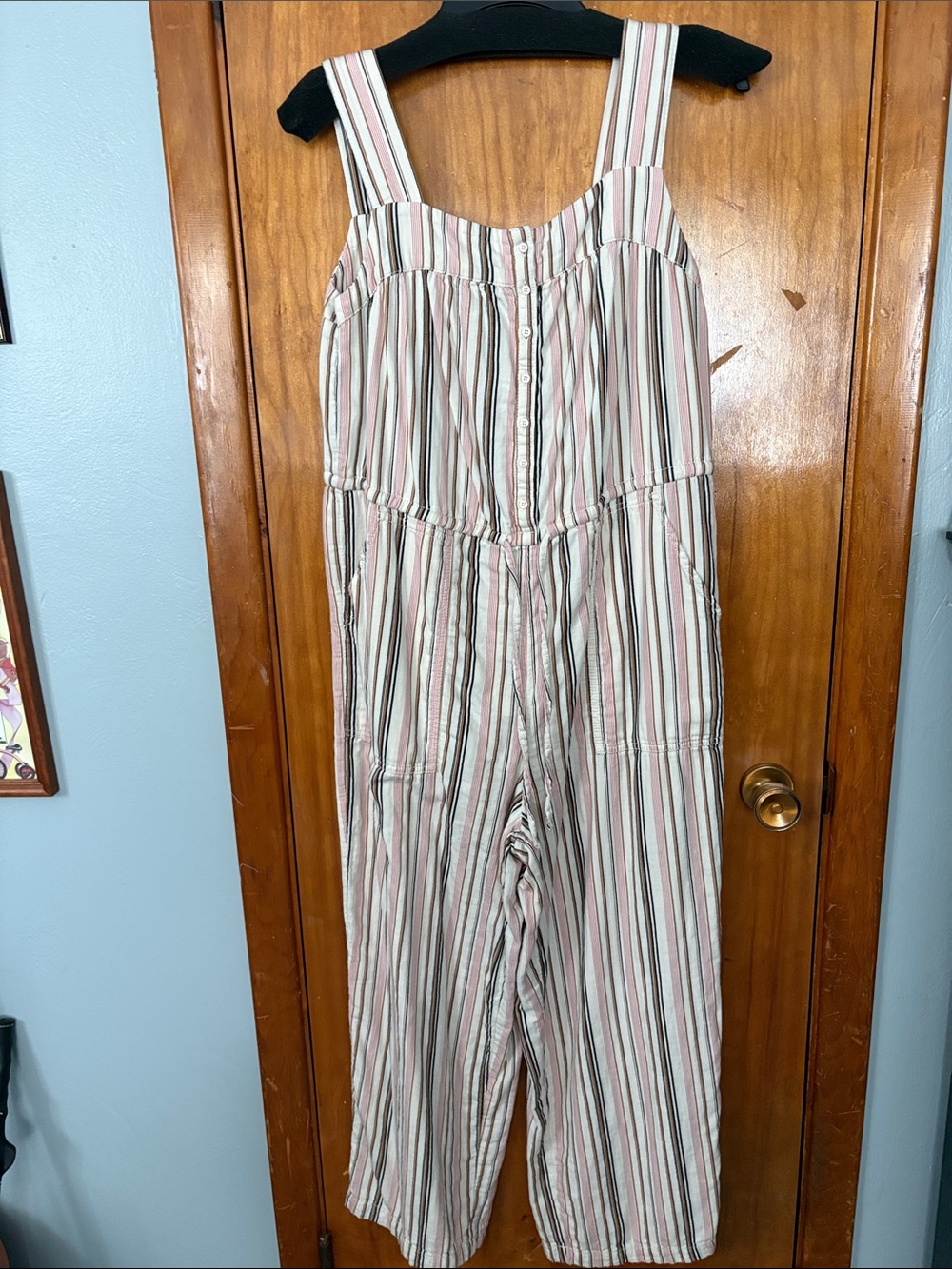 NWOT - Old Navy Striped Button-Front Jumpsuit in Cream and Pink